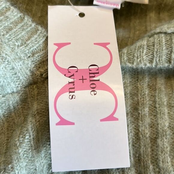 Chloe + Cyrus girls sage green hooded long sleeve sweater Size L New - Picture 8 of 9